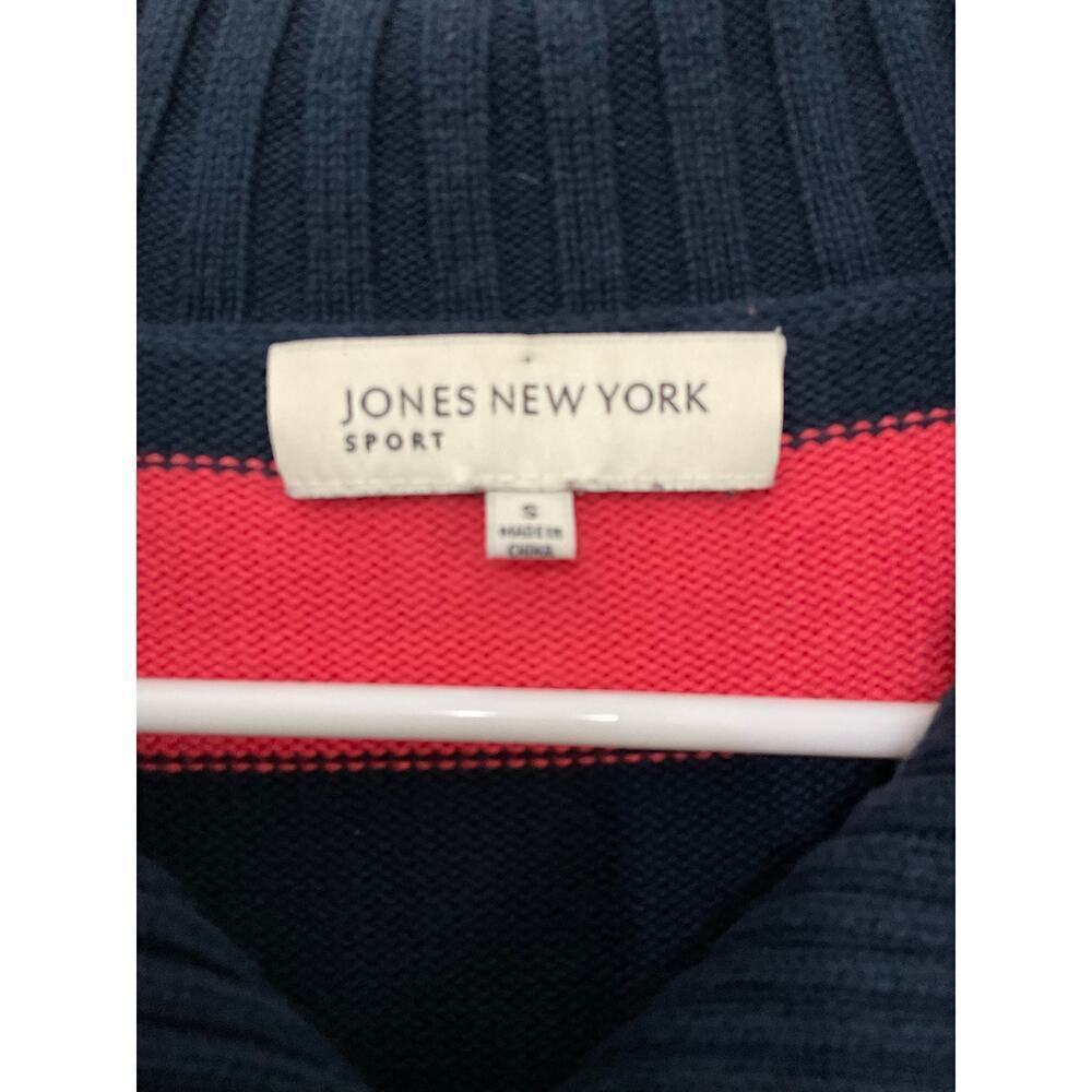 VTG Y2K Jones Sport Womens Striped Knit Sweater Ribbed Size Small Fold Collar - Picture 6 of 7